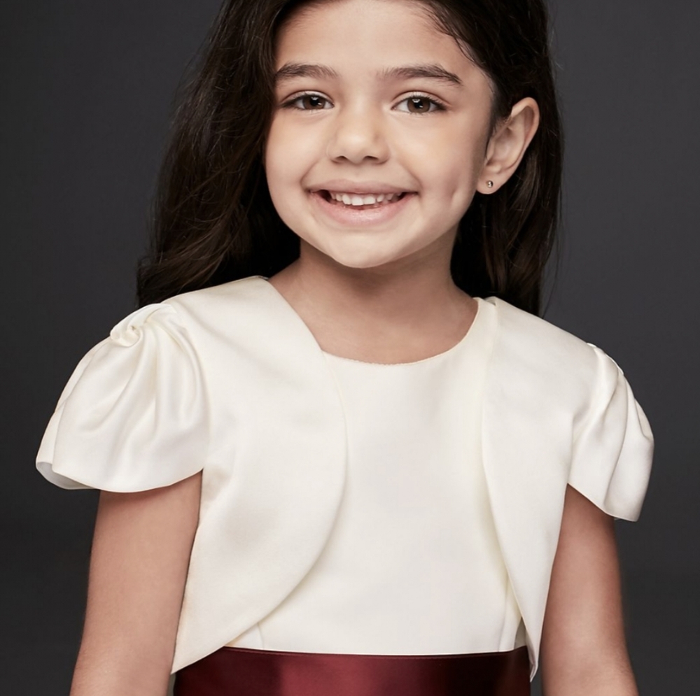 White Satin Flower Girl Jacket